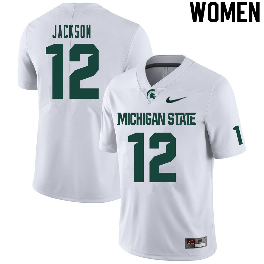 Women #12 Chris Jackson Michigan State Spartans College Football Jerseys Sale-White